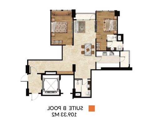 foto denah rumah tipe TOWER 2 - SUITE B POOL LEVEL* perumahan ARANDRA RESIDENCE
