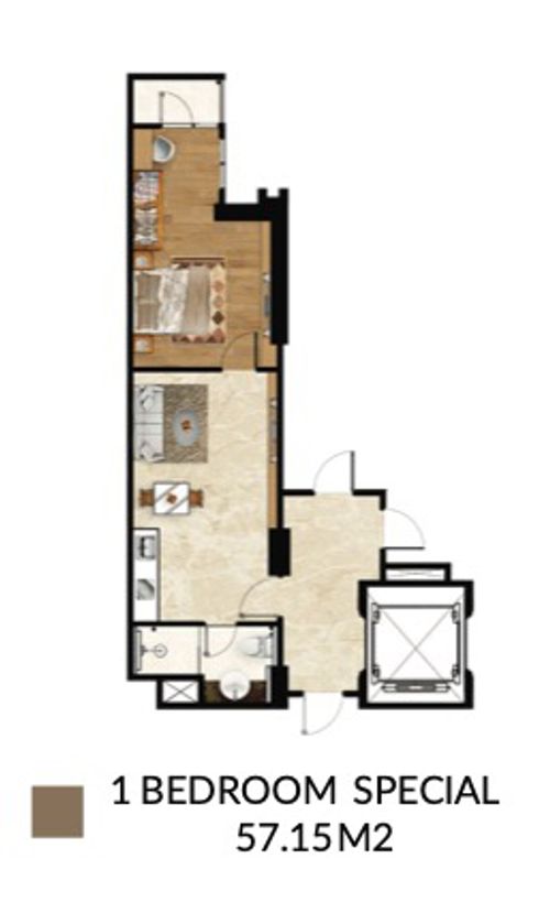foto denah rumah tipe TOWER 2 - 1BR SPECIAL perumahan ARANDRA RESIDENCE