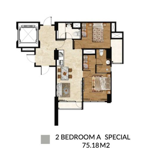 foto denah rumah tipe TOWER 2 - 2BR A SPECIAL perumahan ARANDRA RESIDENCE