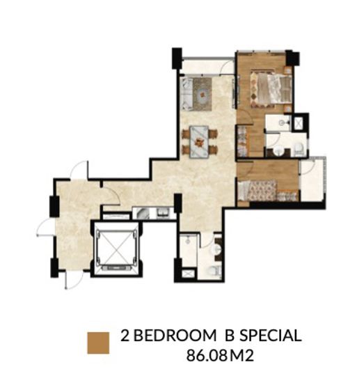 foto denah rumah tipe TOWER 2 - 2BR B SPECIAL perumahan ARANDRA RESIDENCE