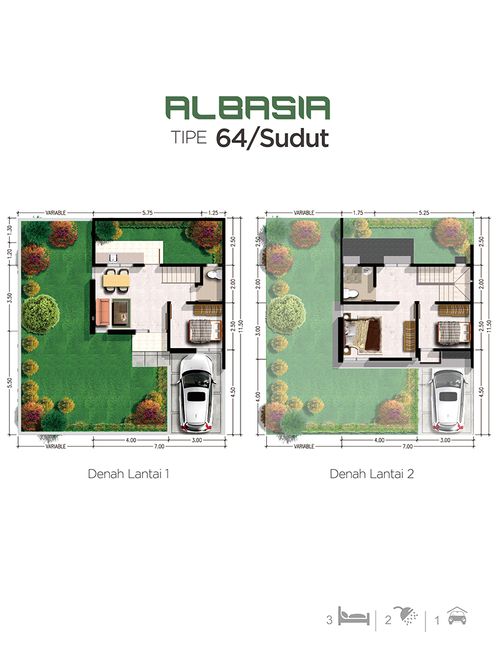 foto denah rumah tipe Darva perumahan CLUSTER ALBASIA & LAVESH KHI