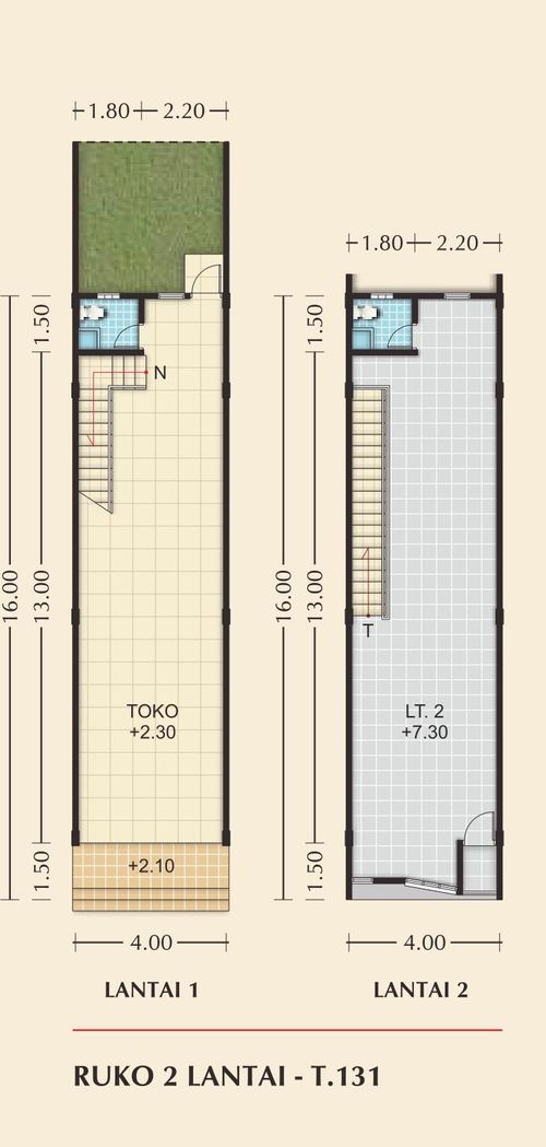 foto denah rumah tipe RUKO 2 LT-T.131 (B) perumahan YOS SUDARSO SQUARE