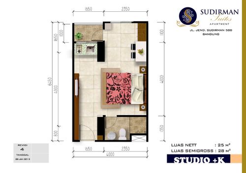 foto denah rumah tipe STUDIO+K (MH16-05) perumahan Sudirman Suites Apartment