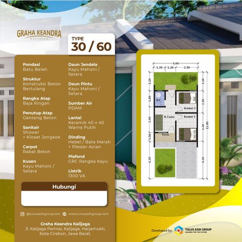 foto denah rumah tipe 30/60 SUBSIDI perumahan GRAHA KEANDRA KALIJAGA TAHAP IV