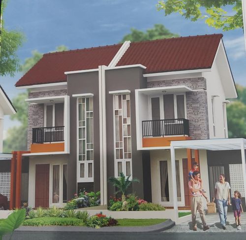 foto tampak rumah tipe Santalum perumahan CLUSTER CENDANA GREEN ARA KHI
