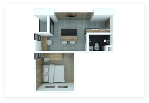 foto denah rumah tipe 1 BEDROOM perumahan APARTEMEN SAYANA