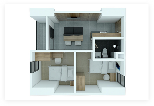 foto denah rumah tipe 2 BEDROOM perumahan APARTEMEN SAYANA