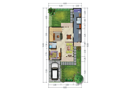 foto denah rumah tipe Wedari Hook perumahan IX.3-03 RUKO ARANA KHI