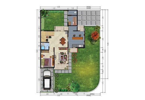 foto denah rumah tipe Cendhana Hook perumahan IX.3-03 RUKO ARANA KHI