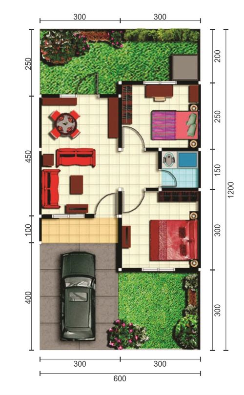 foto denah rumah tipe T36/72 perumahan MEKARSARI PERMAI