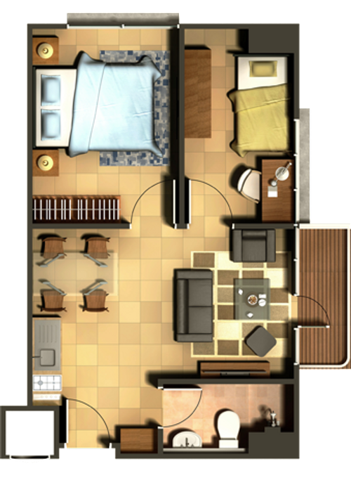 foto denah rumah tipe 2 bedroom perumahan Bellevue place baru
