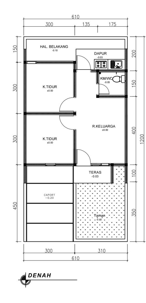 foto denah rumah tipe 36 Landed (399) perumahan Seroja Home Residence 2