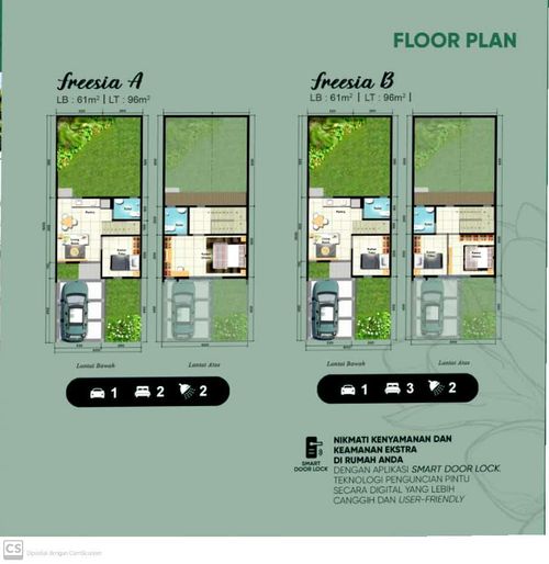 foto denah rumah tipe FREESIA B-BLOK G03 NO 20 perumahan CITRAGARDEN ANEKA