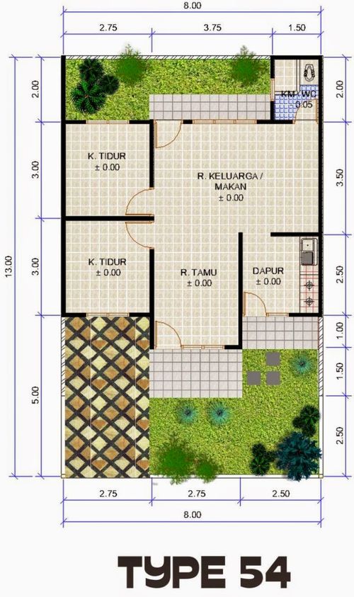foto denah rumah tipe 54 perumahan GRIYA DULOMO INDAH II
