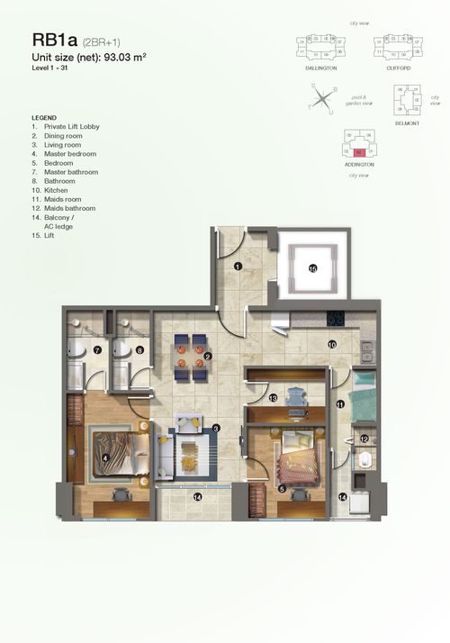 foto denah rumah tipe RB1a perumahan The Kensington Royal Suites