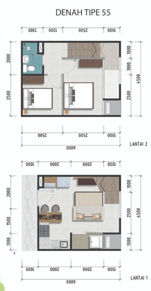 foto denah rumah tipe 55 perumahan Royal Cityloft