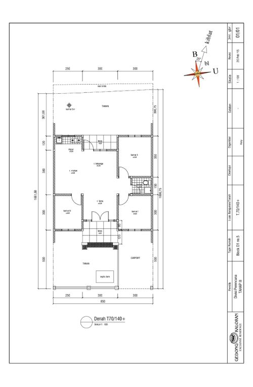 foto denah rumah tipe 70 perumahan GEDONG KALORAN RESIDENCE