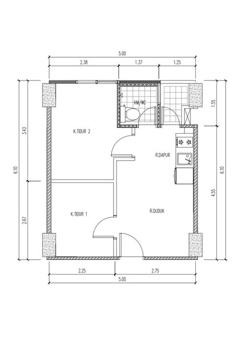 foto denah rumah tipe 2BRA perumahan APARTEMEN BASSURA CITY