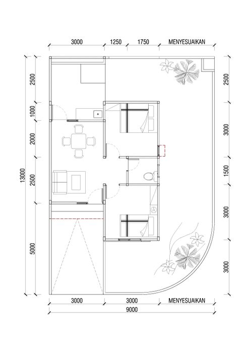foto denah rumah tipe BIMA SUDUT 44/114 perumahan JADE SUDIMORO