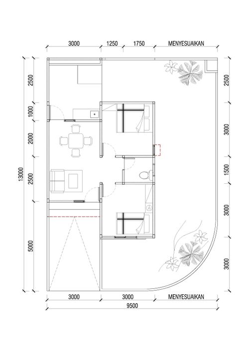 foto denah rumah tipe BIMA SUDUT 44/120 perumahan JADE SUDIMORO