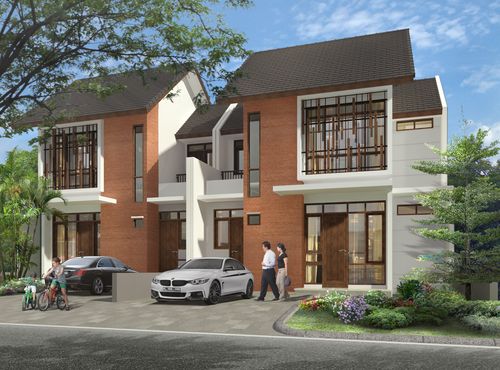 foto tampak rumah tipe CROSANDRA TINGKAT perumahan KEMANG PRATAMA
