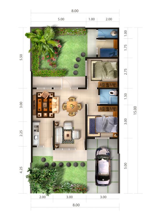 foto denah rumah tipe LIVISTONA perumahan KEMANG PRATAMA