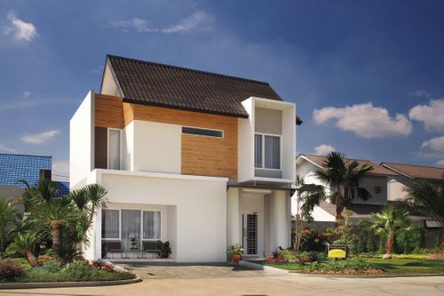 foto tampak rumah tipe Cartier perumahan Halton Place 1