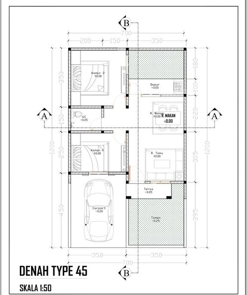 foto denah rumah tipe 45 perumahan DREAMLAND ALEXANDER 2