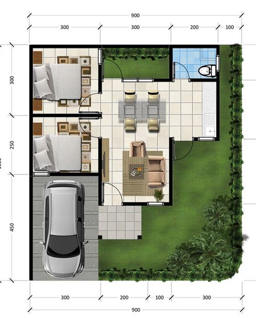 foto denah rumah tipe Almond (45d) perumahan GRAHA AGUNG BERBEK