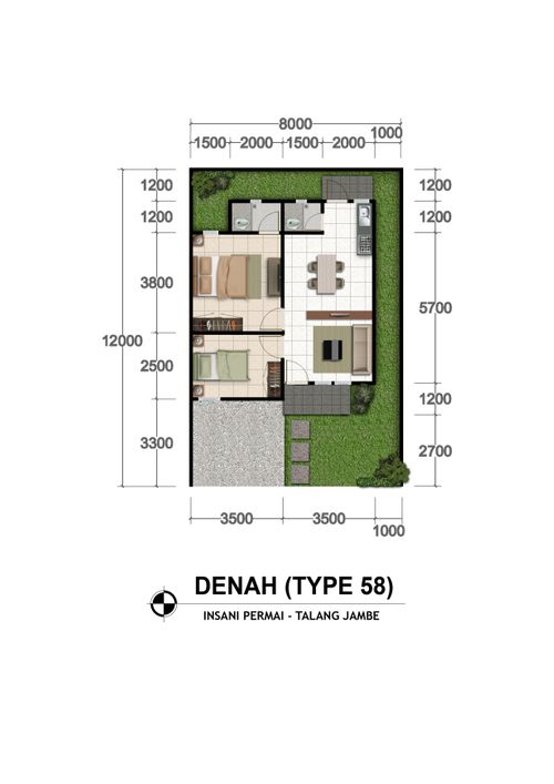 foto denah rumah tipe Rumah Tinggal 58/96 (3) perumahan Insani Permai