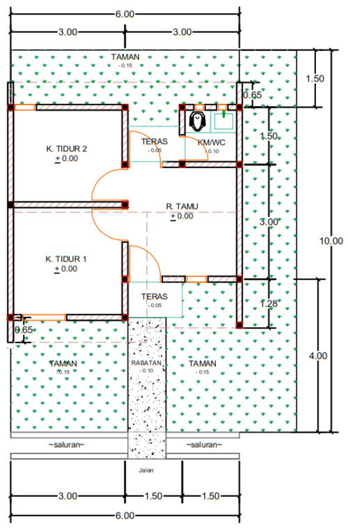 foto denah rumah tipe E31A-1 perumahan Kepuren Residence (Kepuren)