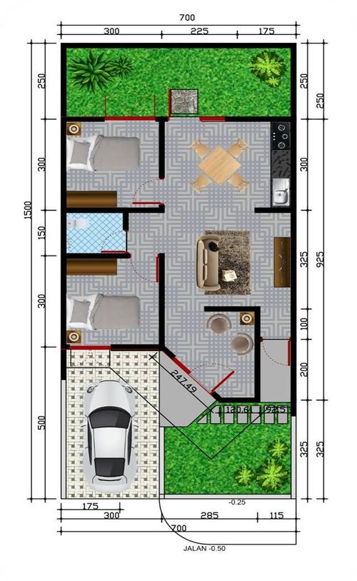 foto denah rumah tipe New Aster perumahan Banjar Mukti Residence