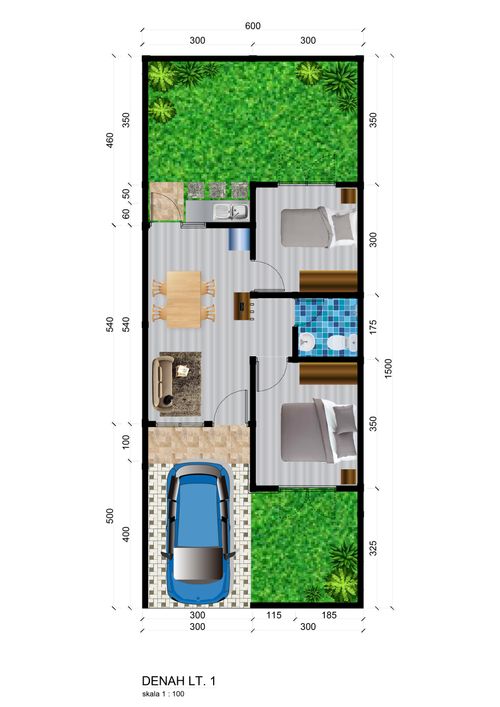 foto denah rumah tipe Adenium 93 perumahan Banjar Mukti Residence