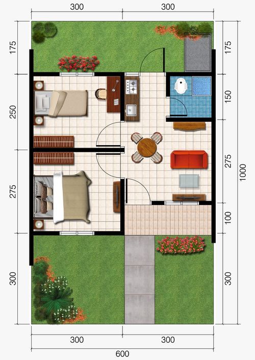 foto denah rumah tipe T30/77 perumahan SASAK PERMAI