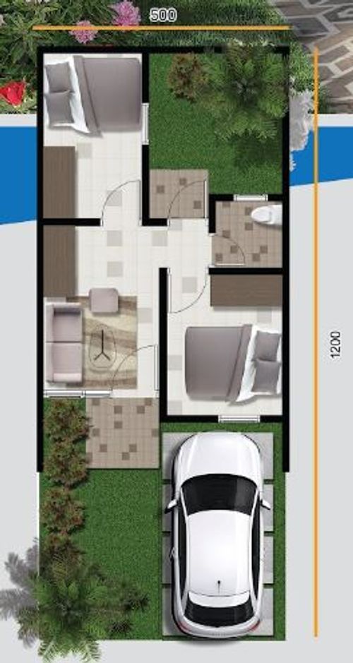 foto denah rumah tipe NEW DERBY 388JT perumahan Mutiara Columbus