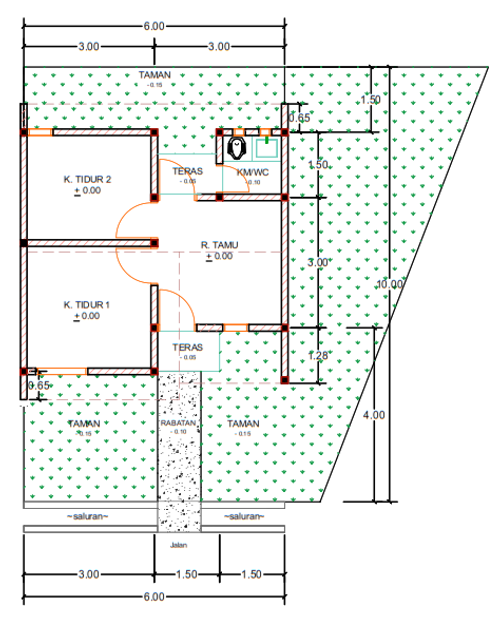 foto denah rumah tipe E26-10 perumahan Kepuren Residence (Kepuren)
