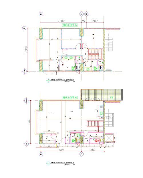 foto denah rumah tipe 3 BEDROOM LOFT A (URES-2) perumahan SUPERMAL KARAWACI