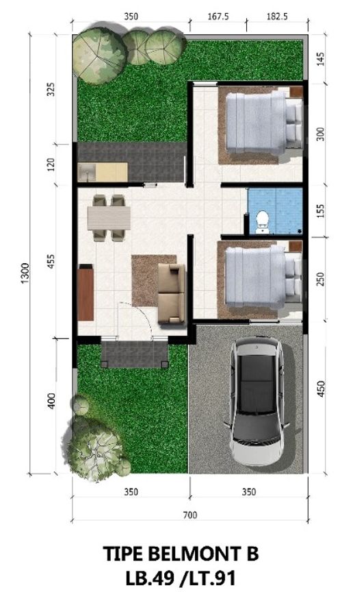 foto denah rumah tipe BELMONT B perumahan CITRAHARMONI