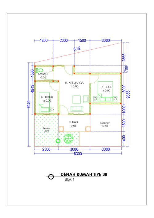 foto denah rumah tipe 38/74 perumahan Cluster Royal Sakya