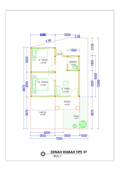foto denah rumah tipe 37/83 perumahan Cluster Royal Sakya