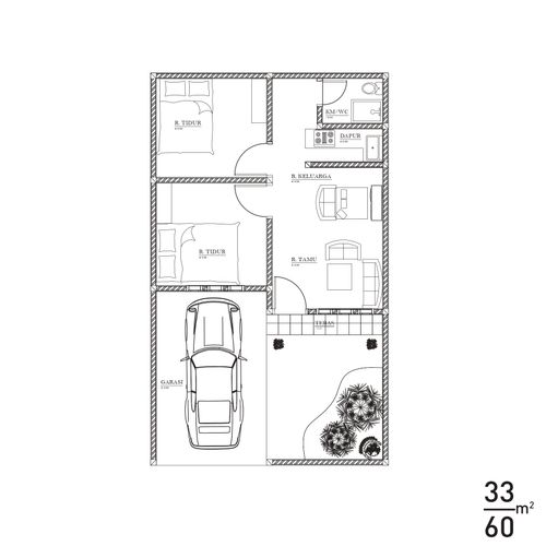 foto denah rumah tipe 33/60 perumahan BUKIT CIKERETEG INDAH