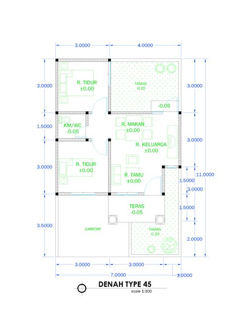 foto denah rumah tipe 45/102 perumahan Cluster Royal Sakya