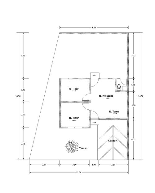 foto denah rumah tipe 45/144 (D1) perumahan Permata Royal Manissa