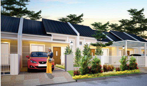 foto tampak rumah tipe NEW EMERALD (597) perumahan HEAVENLAND PARK