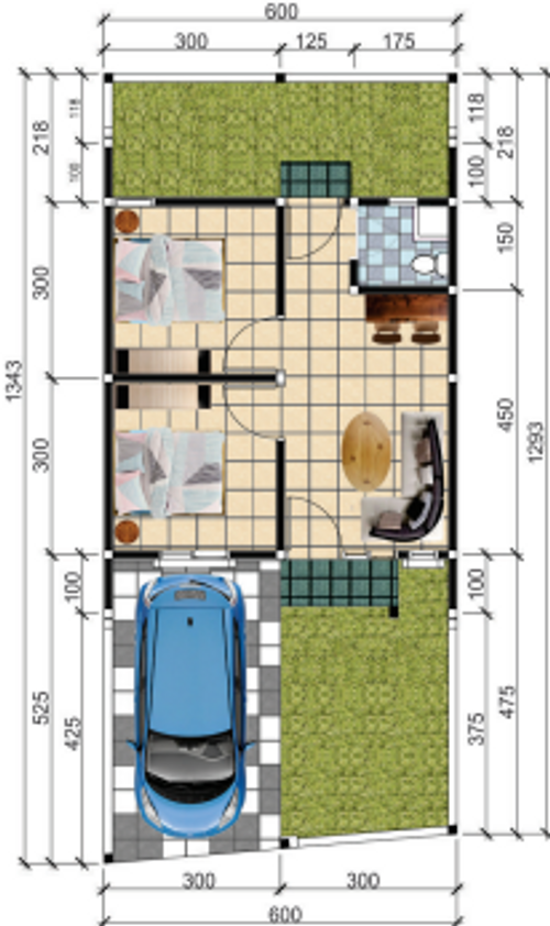 foto denah rumah tipe NEW EMERALD (597) perumahan HEAVENLAND PARK