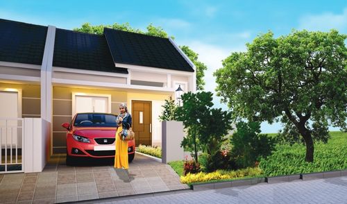 foto tampak rumah tipe NEW EMERALD POJOK perumahan HEAVENLAND PARK
