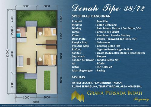 foto denah rumah tipe 36/72 perumahan GRAHA PERSADA INDAH REGENCY