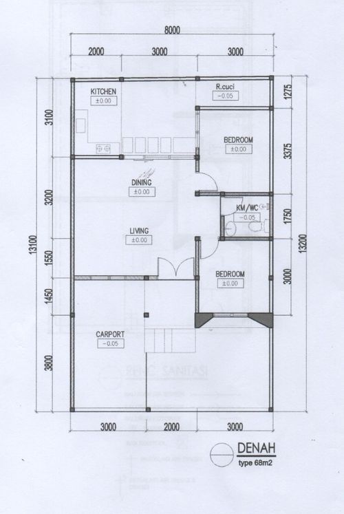 foto denah rumah tipe T.  68 / 106 perumahan Perum AUSTINVILLE Tahap II