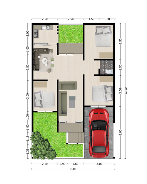 foto denah rumah tipe 70 perumahan Villa Bougenville Indah 2
