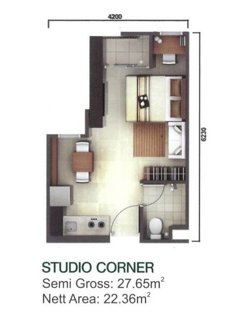 foto denah rumah tipe Studio Corner (Kirana) perumahan AKASA APARTMENT